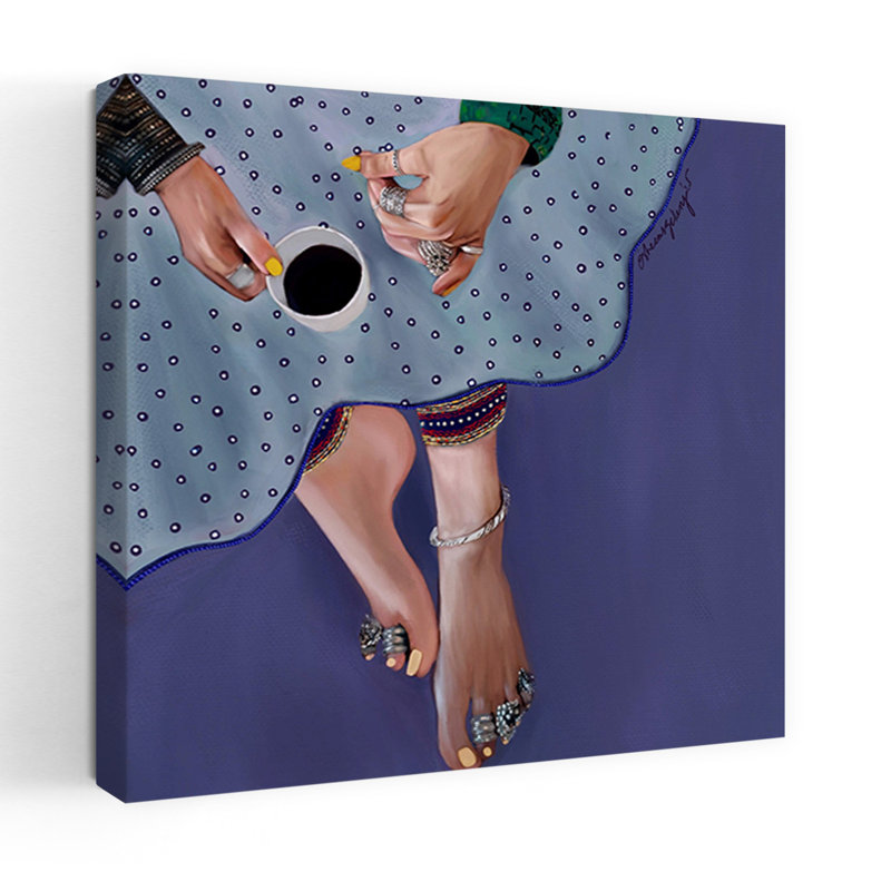 Café avec pieds décorés, art mural traditionnel traditionnel élégant, H 18 po x l 18 po