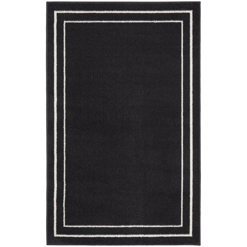 Tapis intérieur / extérieur noir Nourison Essentials Ivory, Tapis de couloir 2 pi x 4 pi