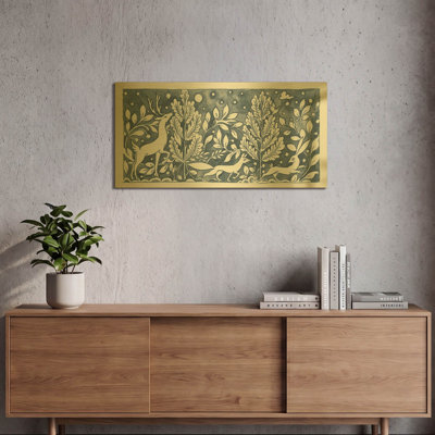 «Forest Life IX» par Miranda Thomas, art mural en métal doré, 24 po x 12 po