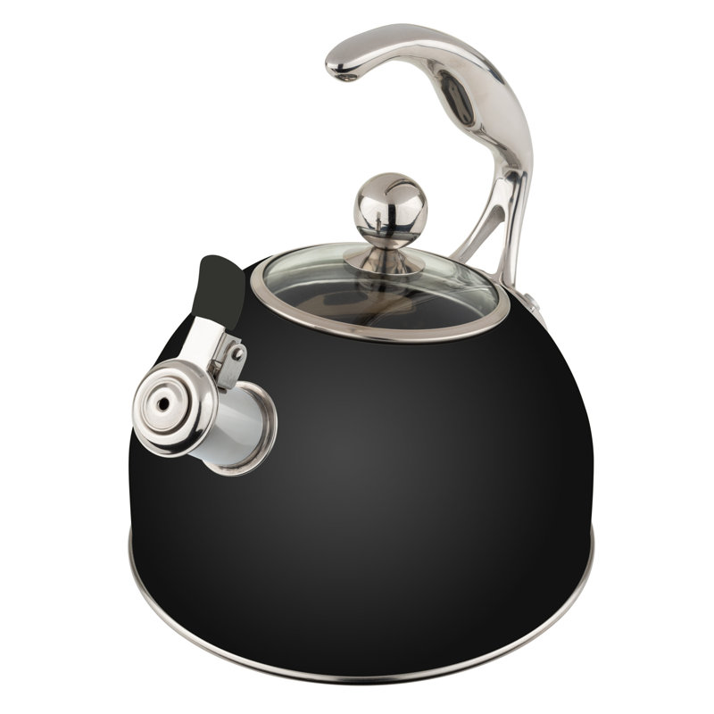 Viking 2.6 Qt.  Stainless Steel Whistling Kettle With 3-ply Base, Matte Black