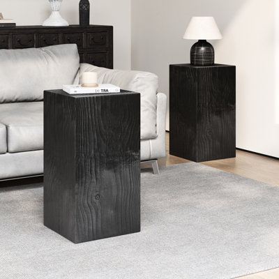 Table de bout en bois noire de 27,74 po de hauteur ressemblant à du bois, à assembler avec d'autres pièces du même style