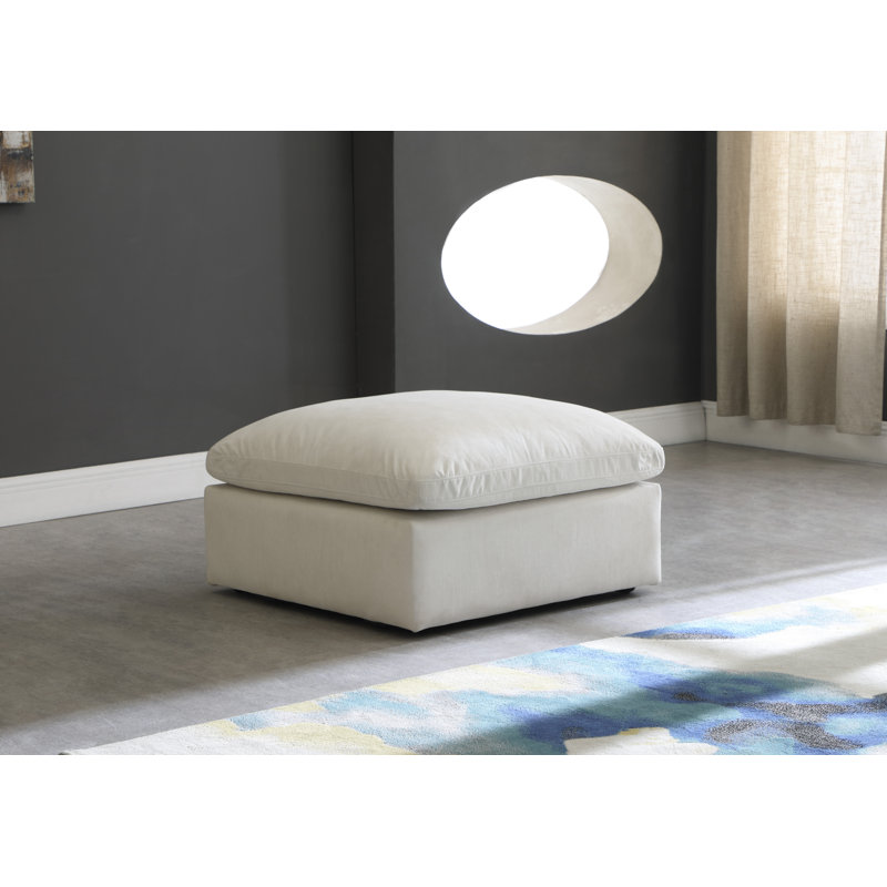 Atis Velvet Ottoman, Cream Velvet