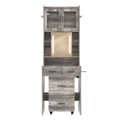 Small Vanity Desk With Sliding Mirror And LED Lights