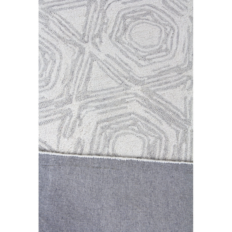 Caprice Wool Geometric Area Rug, Ivory/Dark Blue, Rectangle 6' x 9'