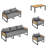 5-Piece Steel Outdoor Patio Conversation Set, 7-Person Patio Furniture Set with Coffee Table for Backyard-1414446262