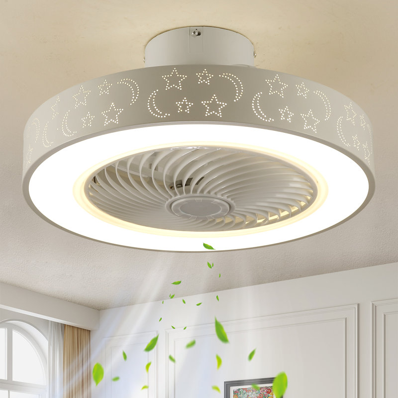 Dormez sous les étoiles: ventilateur de plafond élégant à profil bas Moon et Star Marhan avec lumières et télécommande