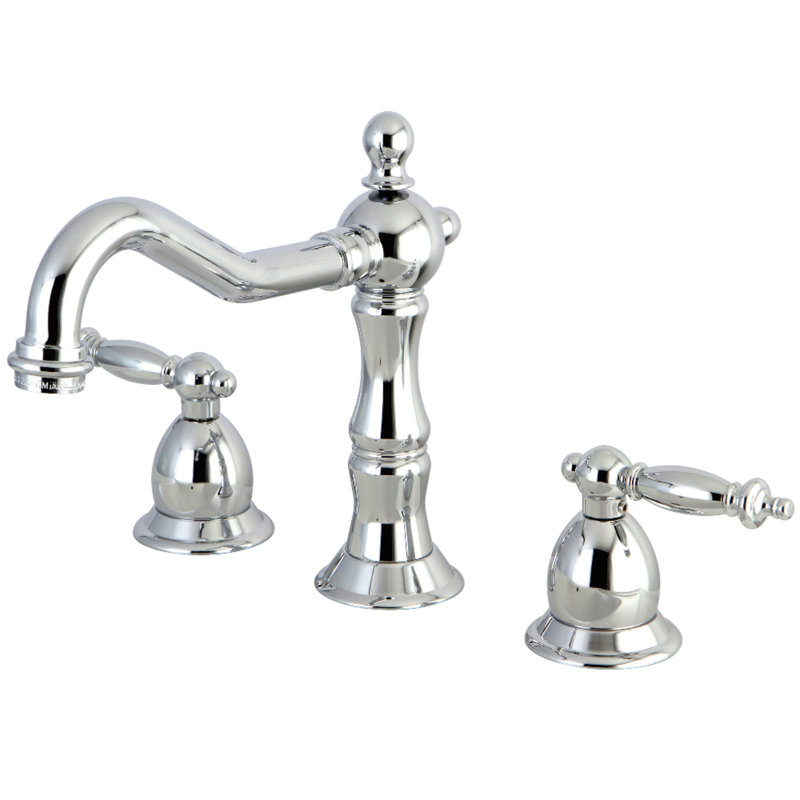 Heritage Widespread Bathroom Faucet with Brass Pop-Up Drain, Polished Chrome
