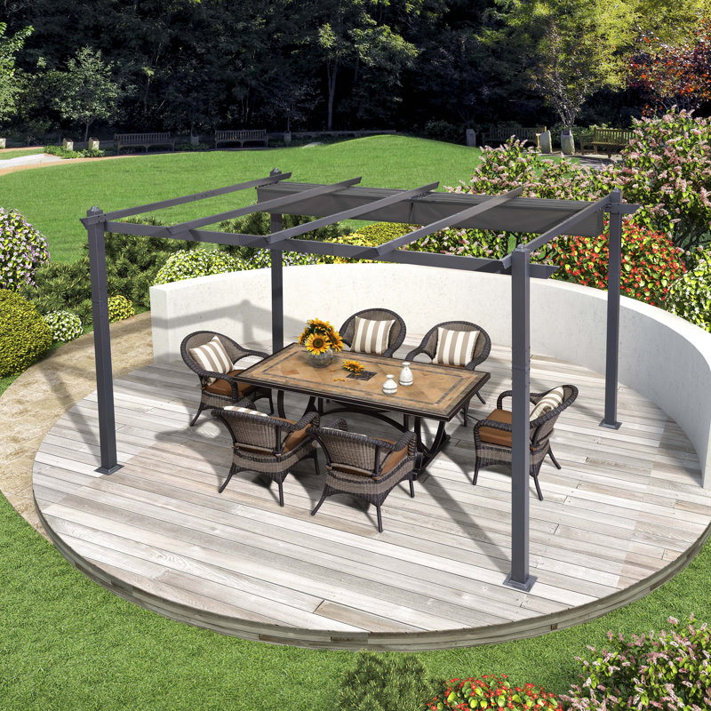 3.65m x 3m Aluminium Pergola, Grey