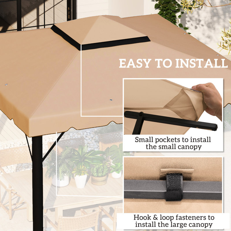 Auvent de remplacement pour abri de jardin 9,8 pi X, toit à double aération kaki pour remplacement de cour extérieure 9,8 pi, espace