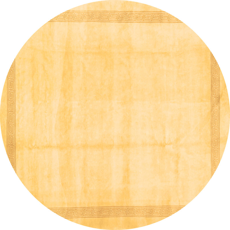 Tapis tissé à la machine en orange / beige, Rond 3 pi