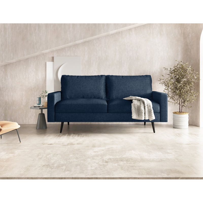 Canapé 70 avec accoudoirs carrés, Polyester bleu foncé