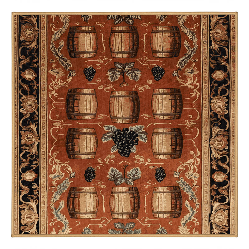 Tapis brun français lavable à la machine, Carré 5 pi