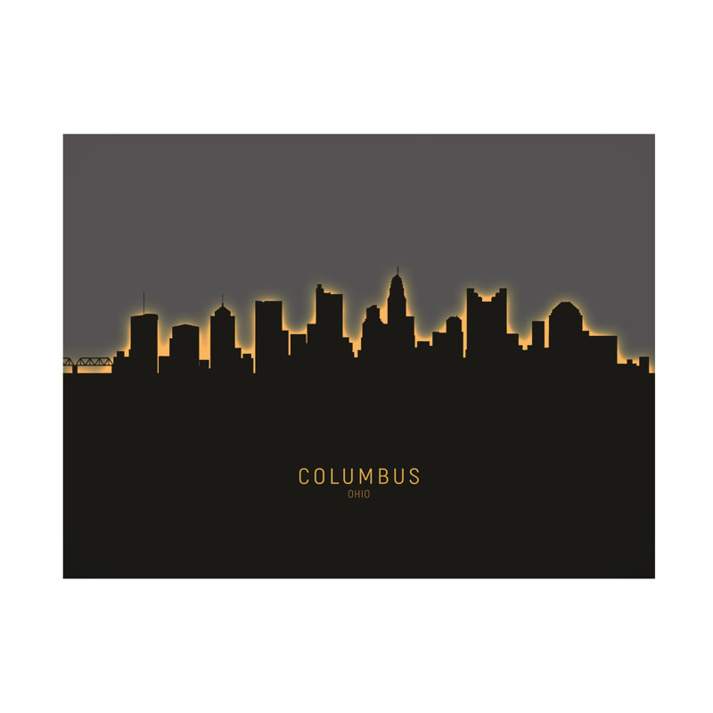 Michael Tompsett, «Columbus Ohio Skyline Glow II», art sur toile, H 24 po x l 32 po x P 2 po