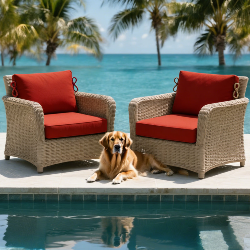 19 x 19 In Patio Furniture Cushions set of 2, Fade Resistant Outdoor Seat Cushions witj 4 pairs of Ties, Deep Seat Cushion for Seat Patio Chairs, Rattan Furniture, Wicker Seating, outdoor Adirondack Chair,terra red