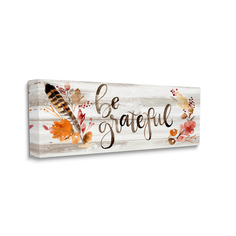 Be Be Grateful Boho Calligraphy, Toile tendue, H 17 po x l 40 po x P 1,5 po