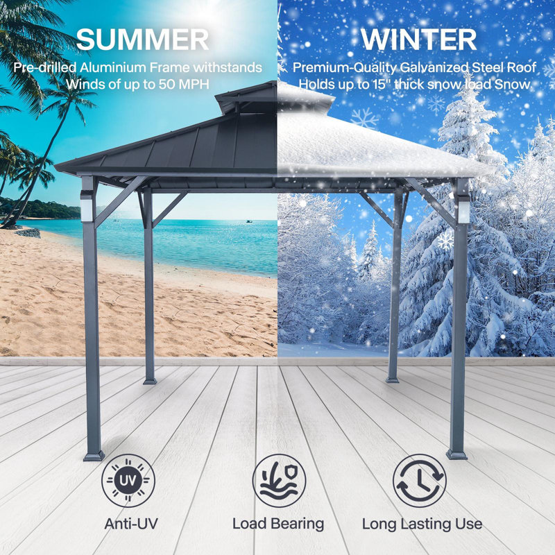 Outdoor 10' x 10' Metal Gazebo with LED Lighting
