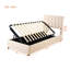 Lit plateforme tapissier simple avec système de rangement hydraulique, beige