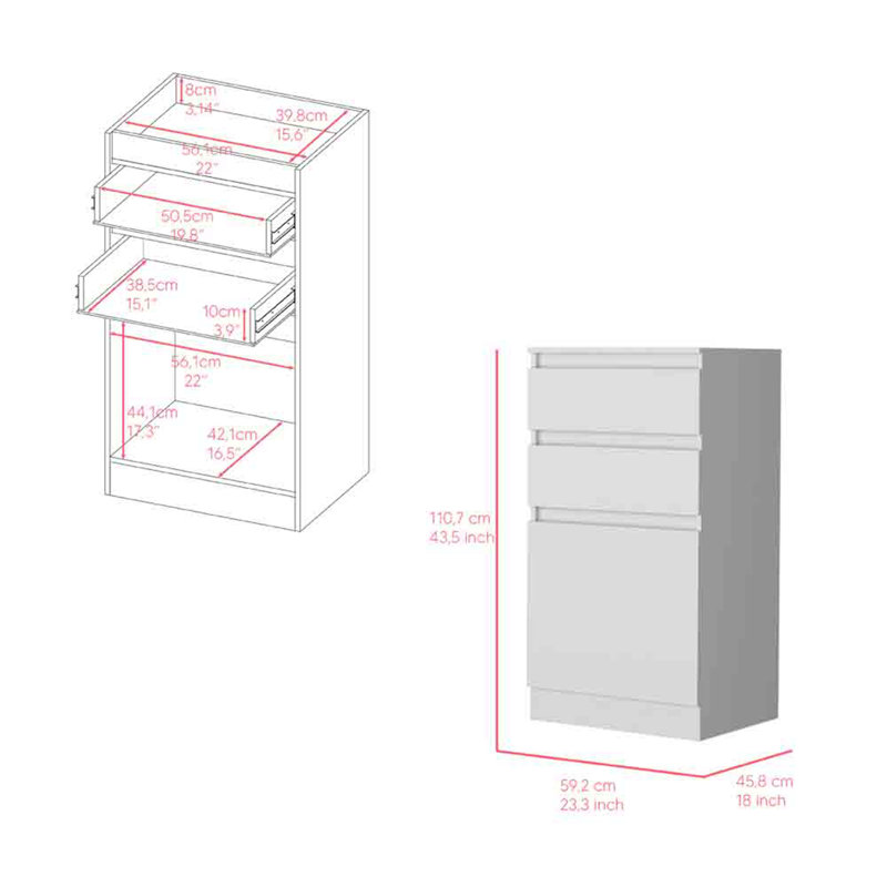 Commode Asturias, boîte à bijoux, finition blanche, Blanc