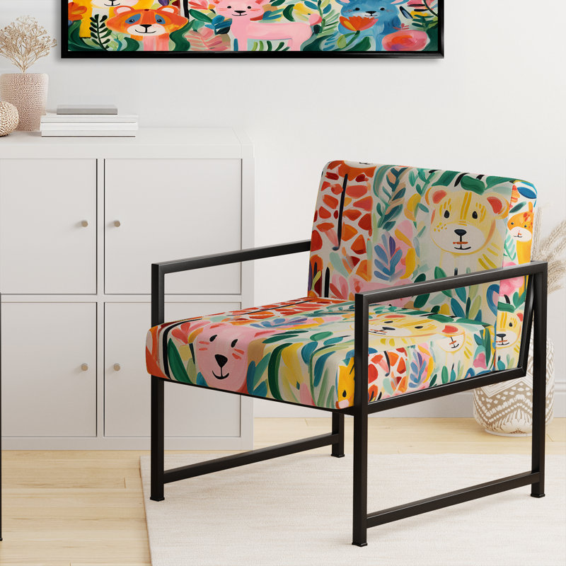 Chaise de chambre d'enfant colorée avec motif animalier IV - Chaise de chambre rembourrée, Noir