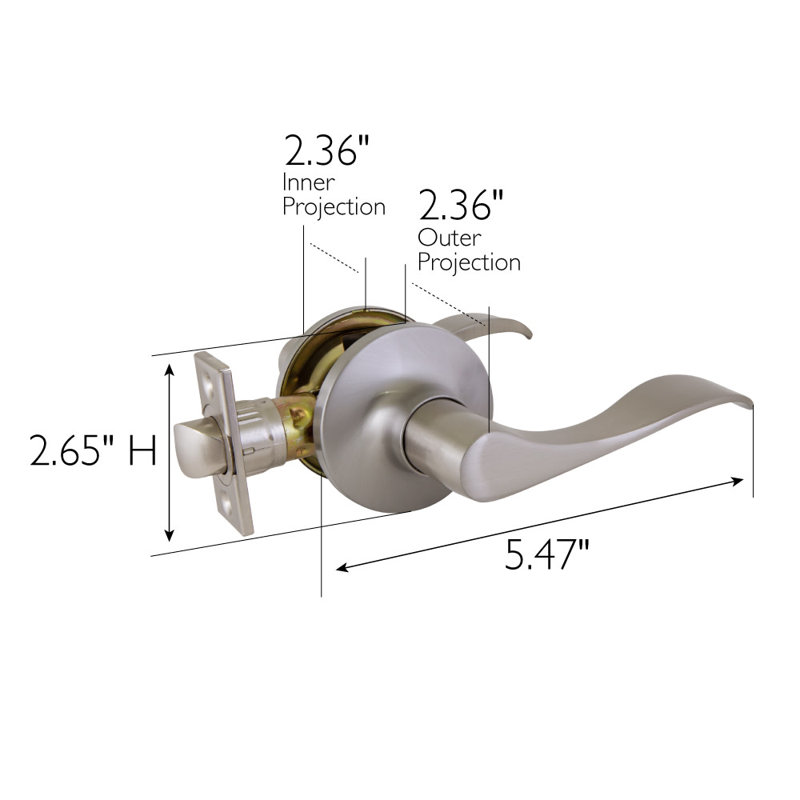Stratford 6-Way Universal Passage Door Lever, Satin Nickel