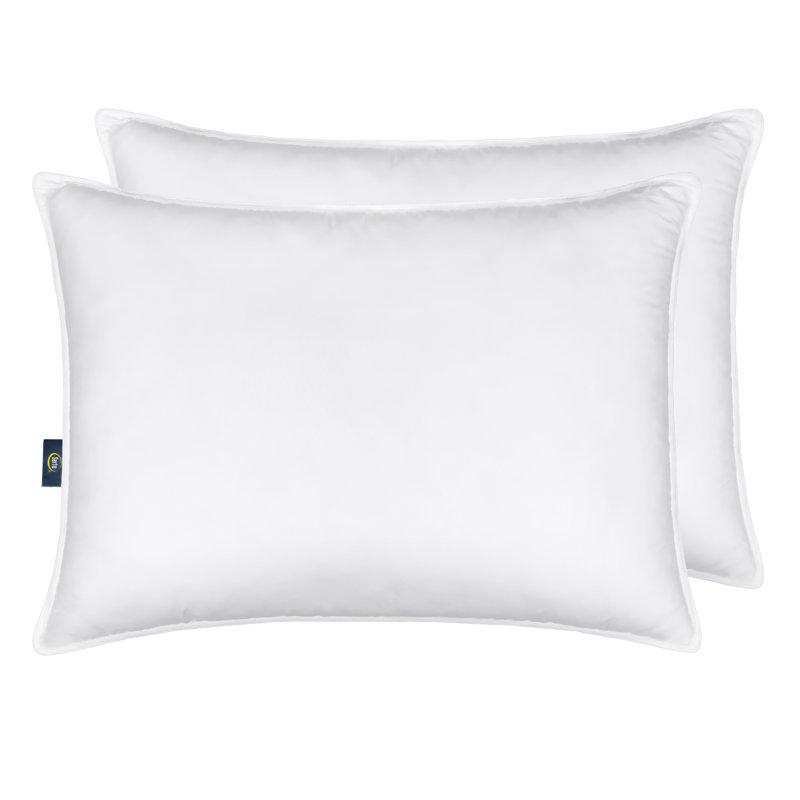 Serta Down Illusion Cotton Cover Bed Pillow, Down Alternative Balanced Support, 2 pack, Jumbo in White , Jumbo