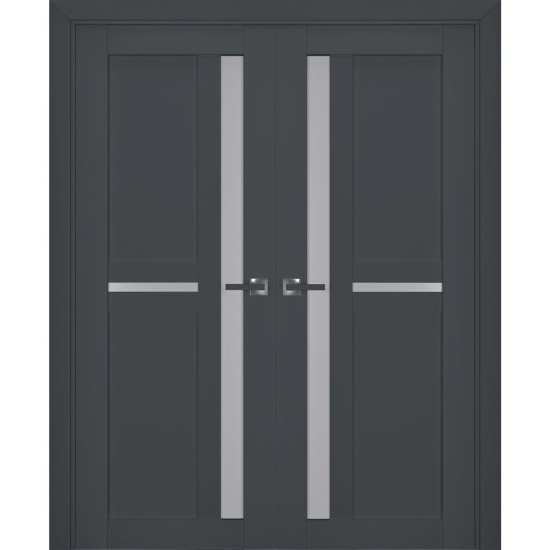 Portes françaises en bois givré Veregio, 48 po x 80 po, Noir