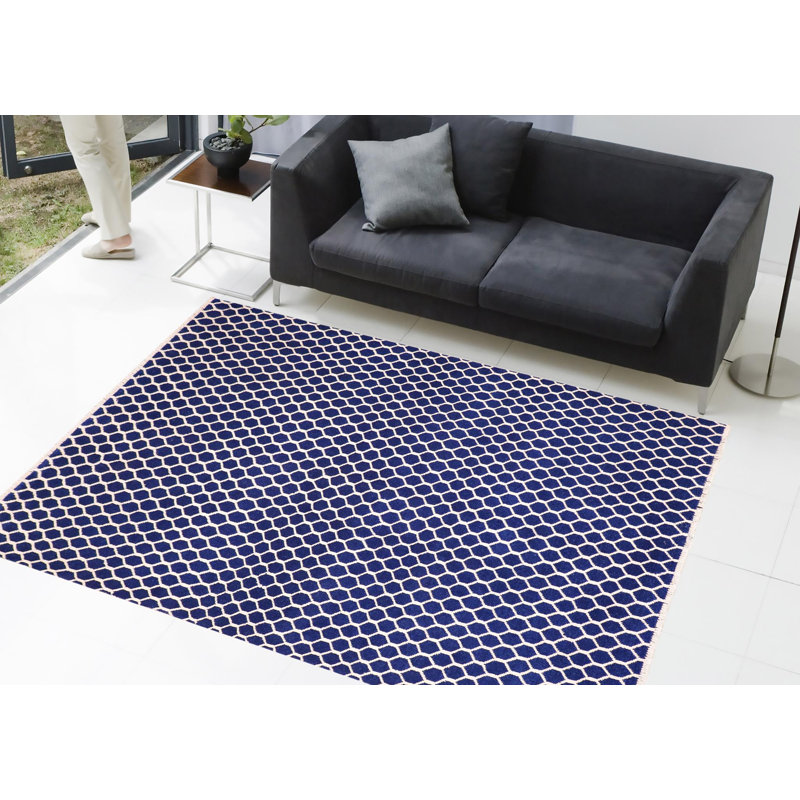 Tapis moderne en laine et soie bleu / ivoire Modern Parie - 6 pi 2 po x 9 pi 2 po