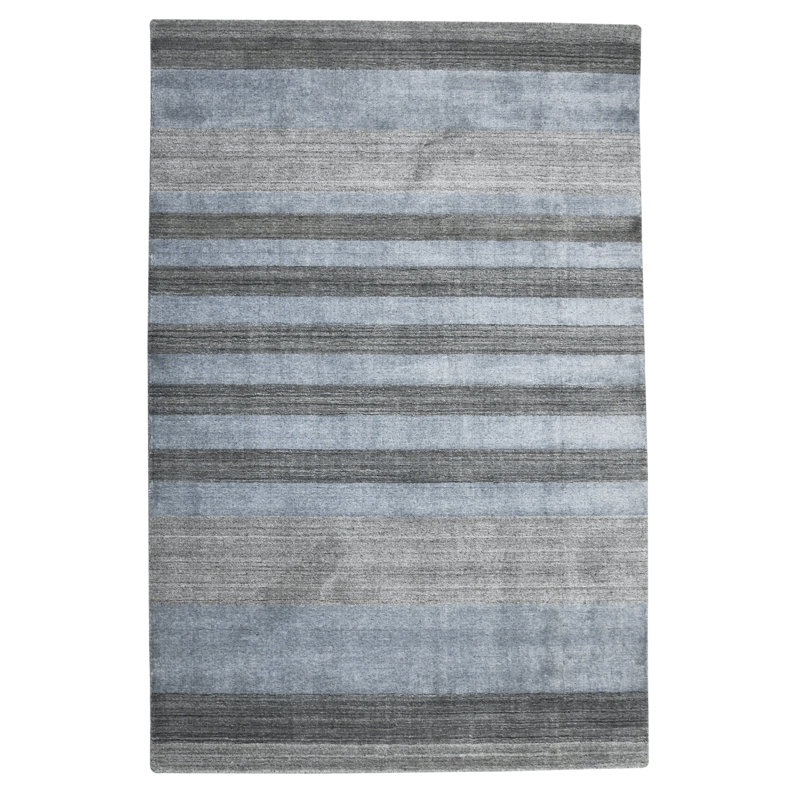 Gray and Multicolor Handmade Wool Stripe 4' x 6' Area Rug