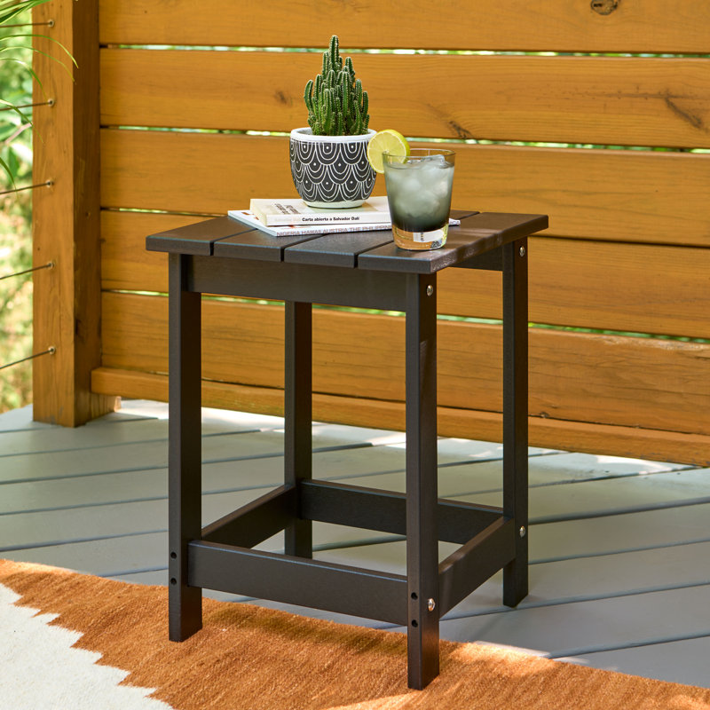 Harper All-Weather Square Adirondack HDPE Plastic/Resin Outdoor Side Table, Black