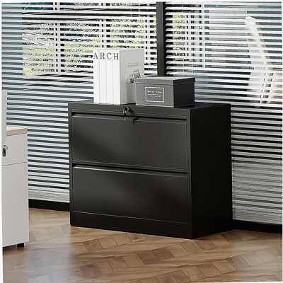 2 Drawer Lateral File Cabinet with Lock – Heavy-Duty Metal Filing Cabinet for Home Office, Space-Saving Wide Storage for Letter/Legal/A4/F4, Silent Full-Extension Slides, Easy-Assembly