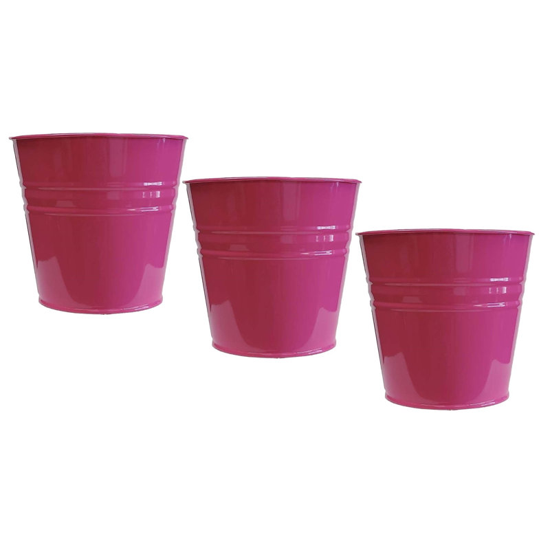 Pot à fleurs en acier émaillé pour plantes de 6,5 po. Ensemble de trois, Pink