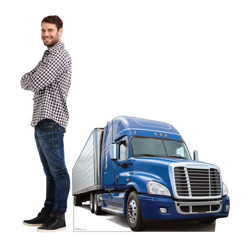 Life-Size Blue Semi Truck Cardboard Standup
