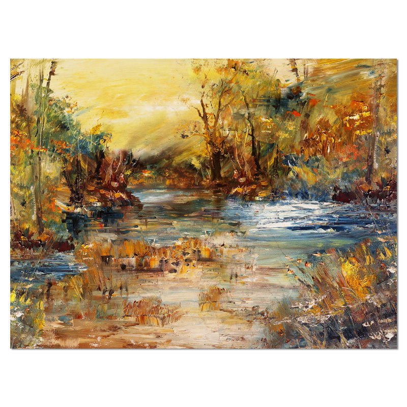 Schafer «River in Forest», peinture, H 12 po x l 20 po x p 1 po, Toile tendue