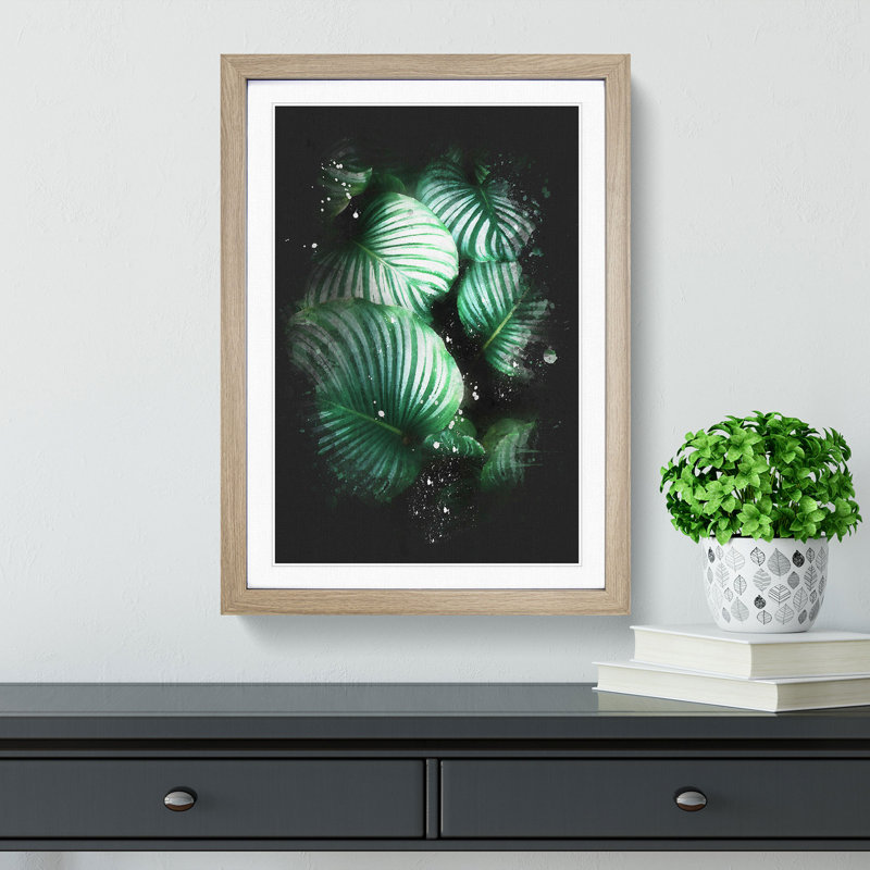 Gathered Green Plant Leaves - Framed Print, 33cm H x 24cm W x 2cm D, Oak Framed
