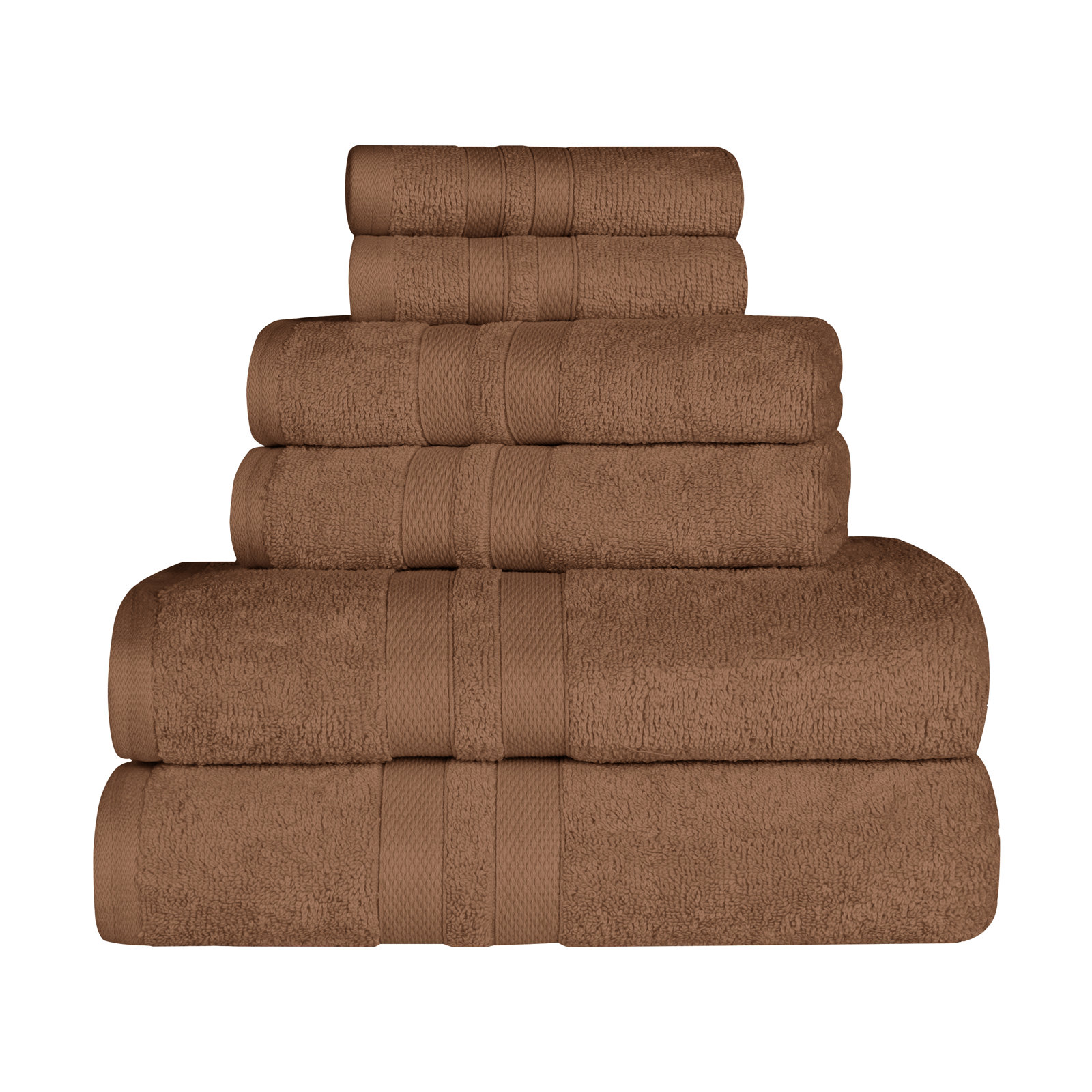 6-Piece Cotton Towel Set, Chocolate