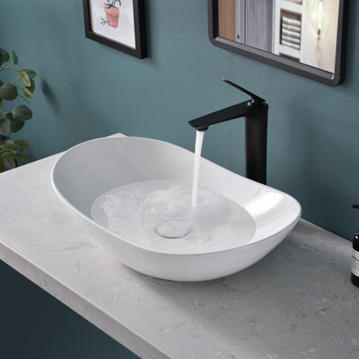 Lavabo vasque de salle de bain ovale en céramique 24 po x 13,8 po Davivy