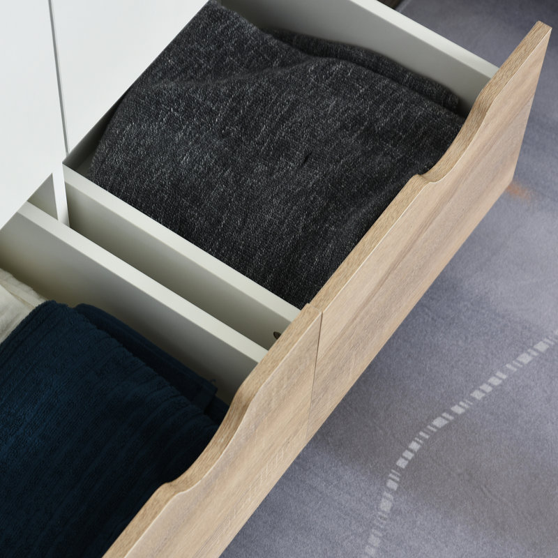 2-Door Clothes Wardrobe with Rail Shelf 2 Drawers, Home Storage Organisation Furniture