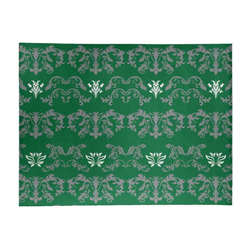 Tapis damassé vert / gris clair, Rectangle 9 pi x 12 pi