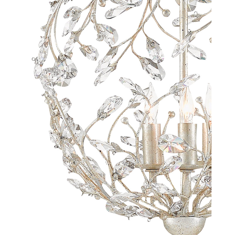 Crystal Bud 3 - Light Chandelier, Silver Granello