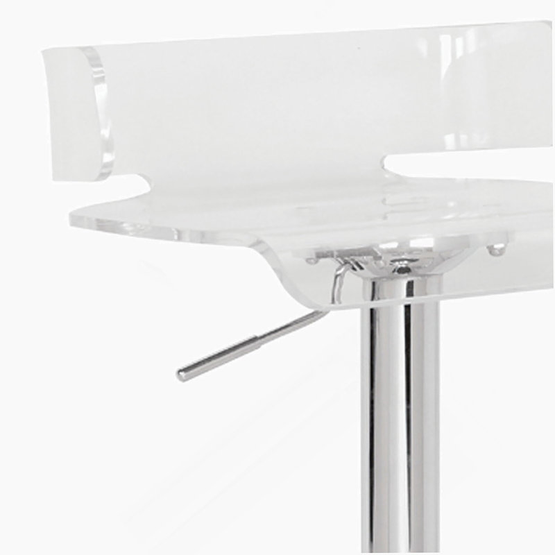 Tabouret réglable transparent et chromé avec pivot