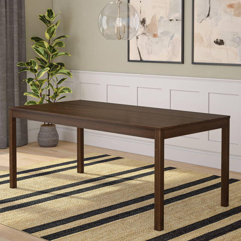 60" Solid Wood Rectangular Dining Table, Walnut, 30" H x 72" W x 35.75" D