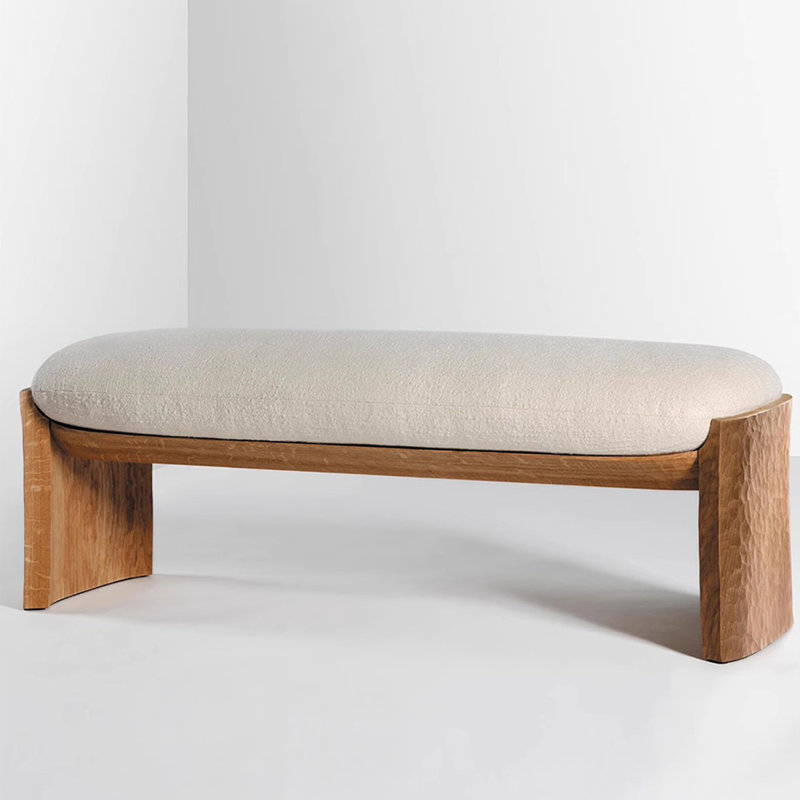 Modern Style Wood Upholstered Bedroom and Entryway Fabric Long Bench, 17.72" H x 47.24" W x 13.78" D