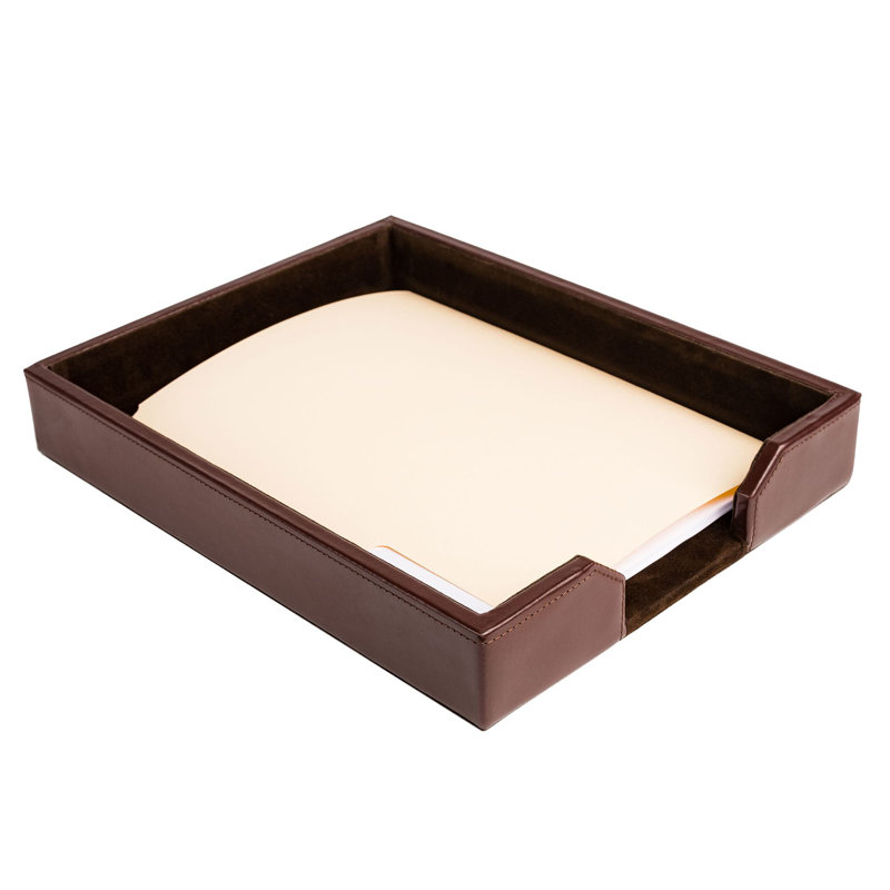 Organisateur de papier en cuir Gregson, Brun foncé