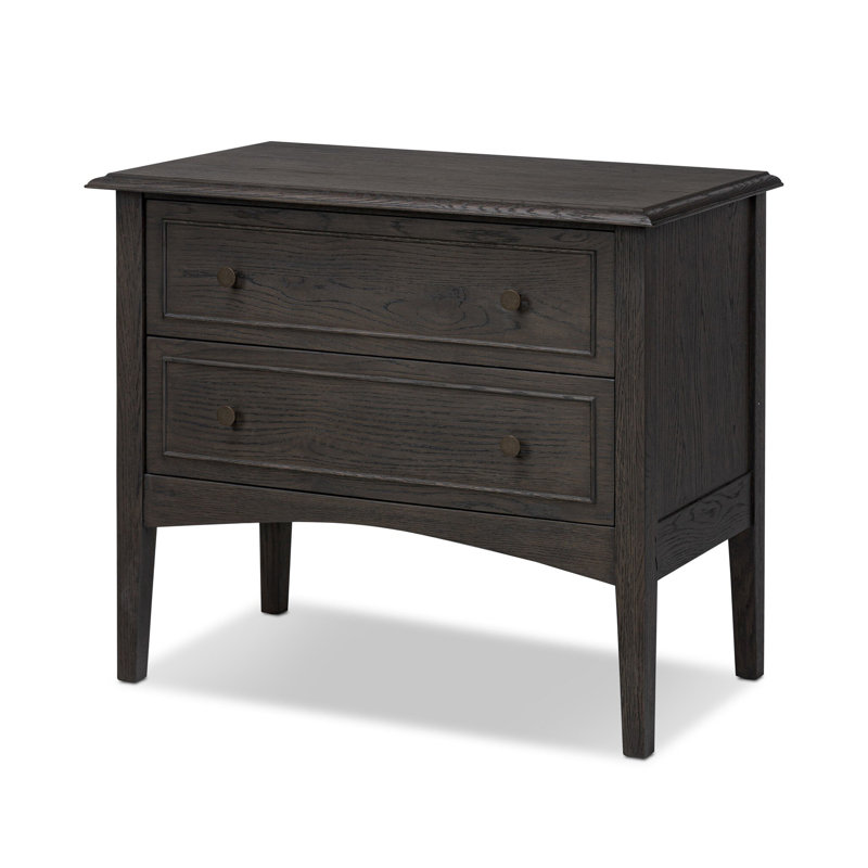 MAGGIE 2 - Drawer Solid Wood Nightstand, Black