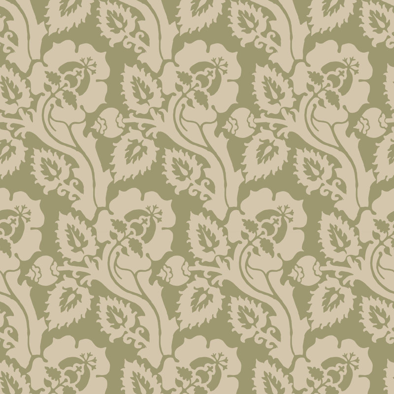 Paisley Briar - Botanical Wallpaper, Cypress Green, Premium Paper