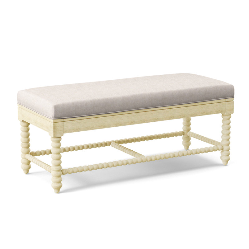 Louisa Bench, Bisque Finish, Green Performance Fabric; 0851-54