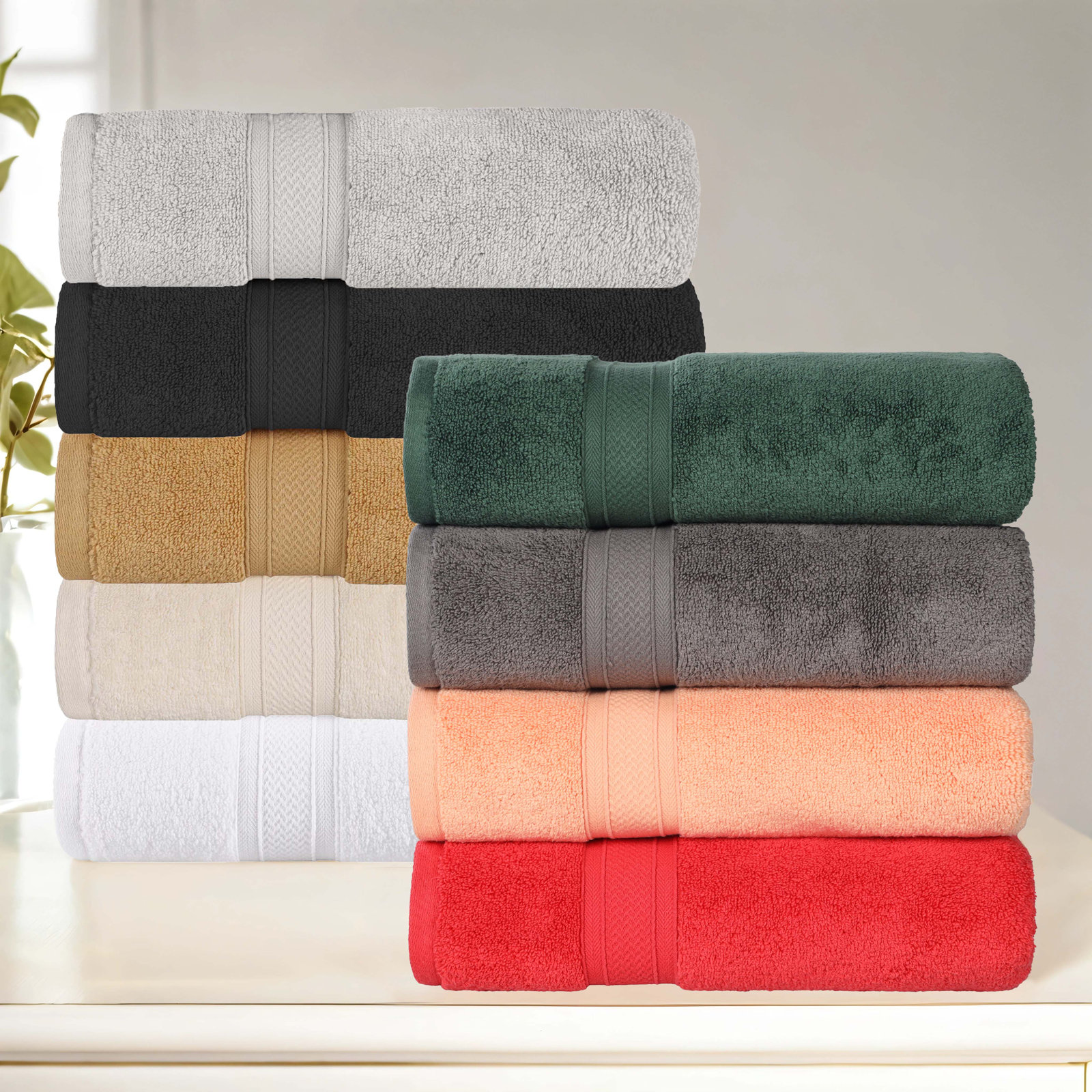 Amaretto 6-Piece Chevron Cotton Towel Set, Black