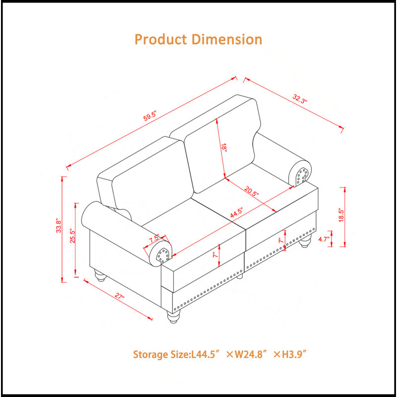 Canapé en tissu 59,5 po 59 po, Gris
