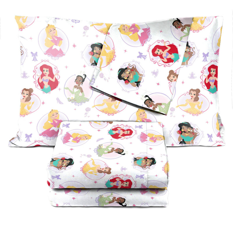 Saturday Park Disney Princess Besties 100% Organic Cotton Sheet Set, Queen Sheet Set with 2 Pillowcases