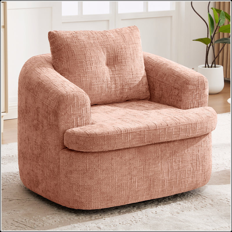 360° Swivel Sofa Chair With Dual-Layer Cushion,  For Living Room, Bedroom, And Office Comfort, Pink